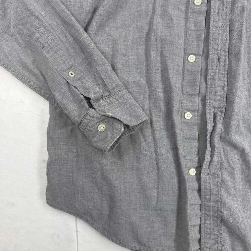Banana Republic Shirt Mens Large Gray Luxe Flannel Fit Long Sleeve Button Up